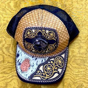 Straw Design Metallic Rodeo Cowboy Trucker Unisex Cap Hat Adjustable Classic